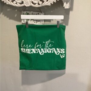 EUC - Used Once - Green 'Here for the Shenanigans' Pillow Cover - 16in x 16in!!
